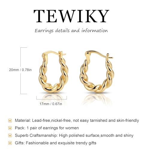 Chunky Gold Hoop Earrings for Women 14k Gold Plated Thick Triple Earrings | Hypoallergenic Trendy Chunky Gold Hoops Earrings,Dainty Jewelry Gifts for Women - style: twisted hoop earrings 2
