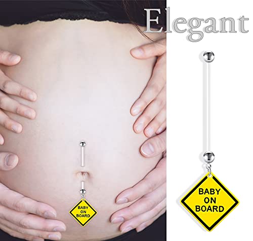 D.Bella 14G Pregnancy Belly Button Rings with Replacement Balls Flexible Bioplast Sport Maternity Belly Ring Retainer for Women Navel Piercing Retainer 1 1/2Inch (38mm) - color: Style I