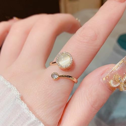 Fidget Rings for Anxiety, Womens Focus Spinner Ring, Discreet Boredom Relieving Ring Stacking Finger Promise Engagement Gift - color: Spinner Ring 5 pcs