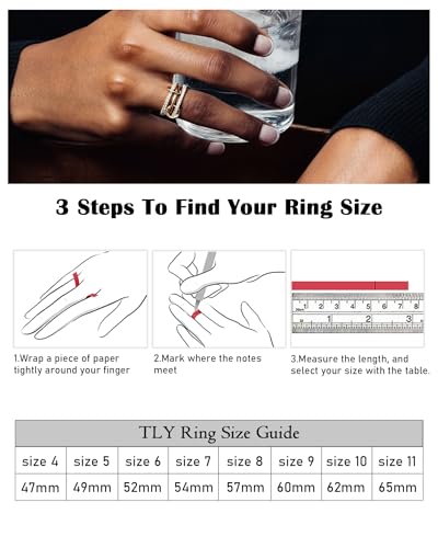 TLY Stackable Gold Rings for Women Interlocking Ring Stack Set non tarnish | 18K Gold Silver Plated Mixed Metal Statement Rings Waterproof Cubic Zirconia Fashion Connected Band Thumb Ring Size 4-11 - color: 05.Juno set