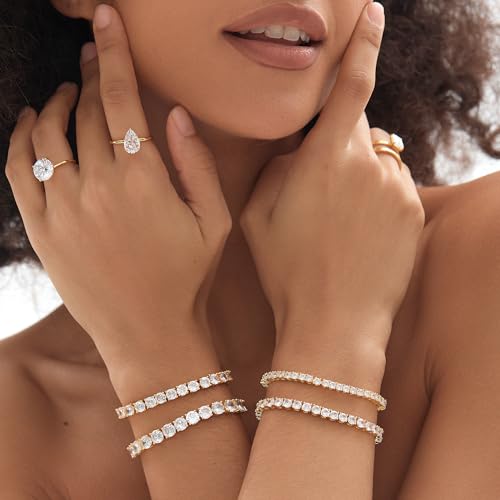 Michooyel Tennis Bracelet Iced Out Bracelet Prong-Setting 5A Cubic Zirconia Bracelet for Women 3mm 4mm 5mm 6mm, 6/7/8/9 Inches - color: White Gold, size: 7 Inches, style: 5MM