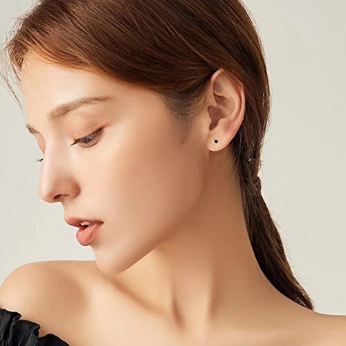 EPIRORA Sterling Silver Stud Earrings for Women Men- 4 Pairs of Hypoallergenic Simple Geometric Small Stud Earring Set Tiny Circle Triangle Square Bar Stud Earrings Mini Cartilage Tragus Earrings - style: Style 1- Black Gold