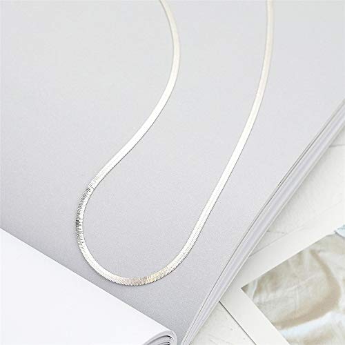 2mm Snake Chain Choker Necklace for Women 925 Sterling Silver 14K Lightweight Crafted Herringbone Magic Thin Flat Chain Claw Clasp Dainty Necklace 18 inch