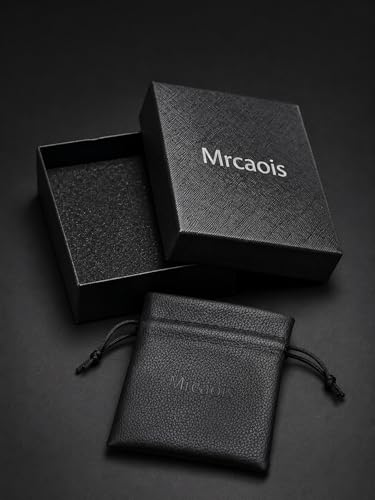 Mens Black Leather Obsidian/Turquoise/Tiger Eye/Red Agate Bracelet–Braided Multi‑Layer Wristband Cuff Bangle Bracelet with Stainless Steel Clasp Gift Jewelry Box Included - color: Style 2: Turquoise, size: 8.3in(Fits most wrists)