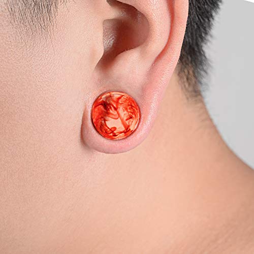 COOEAR 2 Pairs Matched Set Gauges for Ears Flesh Tunnels Kits Plugs Earrings Red Acrylic Ear Expander Stretchers Piercing. - color: #1 9/16"(14mm)
