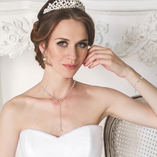 Raicegs Pearl Jewelry Set for Women Wedding Pearl Necklace Bracelet Earrings Set Bride Bridesmaid Dainty Jewelry Gift for Women - color: Bow Jewelry