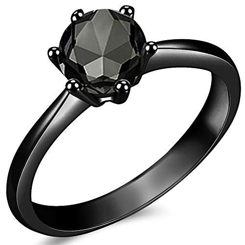 Jude Jewelers Size 3-13 1.0 Carat Classical Stainless Steel Solitaire Wedding Engagement Proposal Statement Ring - color: Full Black