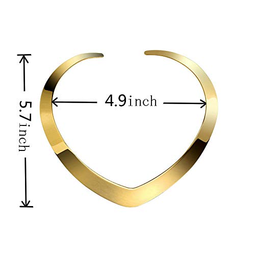 High Polished Stainless Steel Necklace Love Choker Heart Shape Women Statement Jewelry - color: Gold Heart-Shaped