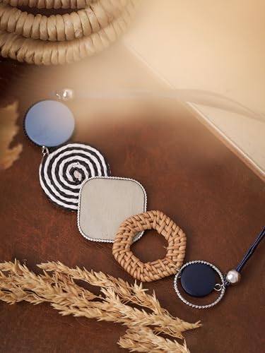 MINACHI Handmade Braided Necklace for Women, Wooden Beads, Rattan Charm, Vintage Style, Gift Jewelry - style: Necklace R21-032
