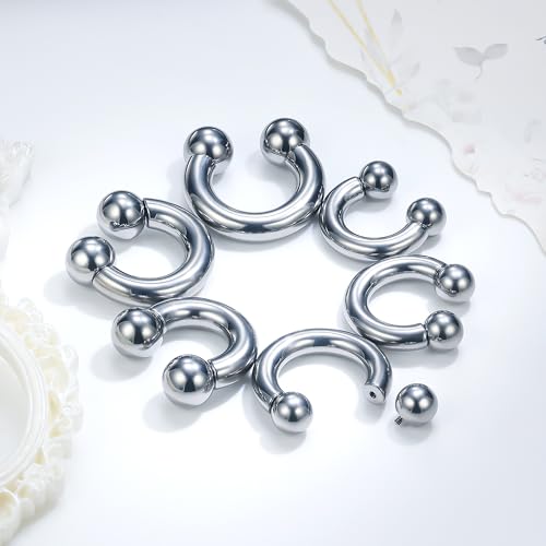 Ruifan 20G 18G 16G 14G 12G 8G 6G 4G 2G Horseshoe Nose Ring Titanium Septum Rings Piercing Jewelry Internally Threaded Gauges Cartilage Conch Helix Rook Lip Tragus Earring Hoop Eyebrow For Women Men - size: 2G