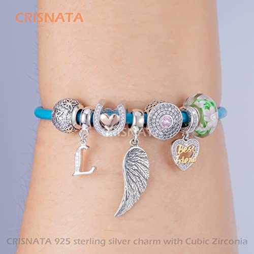 26 Letter Pendant Charms, Polished 925 Sterling Silver Complete Initial A-Z Dangling CZ Stone Alphabet Beads, fits European Bracelet Necklace, Gift for Mother/Father/Daughter/Son/Sister/Aunt - color: Letter L CZ Pendant Charm