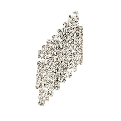 Sparkling Silver Rhombus Rhinestone Knuckle Ring for Women, Adjustable Geometric Crystal Open Finger Ring Minimalist Statement Jewelry Prom Gifts
