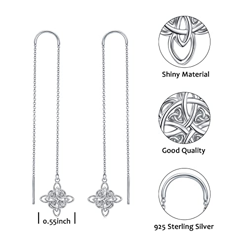 S925 Sterling Silver Celtic Knot Earrings for Women Irish Good Luck Drop Dangle Hook Earrings - style: Threader