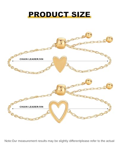 Matching Heart Bracelets for Mommy and Me Adjustable Hearts Charm Chain Bracelet Matching Mother Daughter Bracelets Set for 2 Birthday Mothers Day Gifts - color: A2:gold heart bracelets