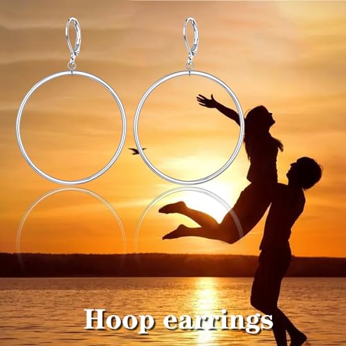 Silver Large Big Circle Hoop Dangle Earrings for Women Hypoallergenic - style: Silver 70mm