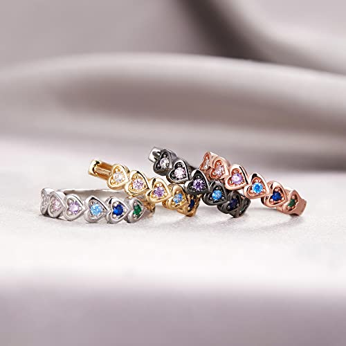 20mm Heart Earring Hoop for Women 925 Sterling Silver Post Multicolor CZ - color: rose gold