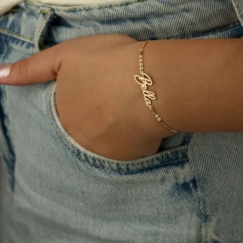 Custom Ankle for Women for Women 18K Gold Plated Adjustable Name Anklet Customized Beach Anklet Gifts - color: Name Anklet with Cable Chain