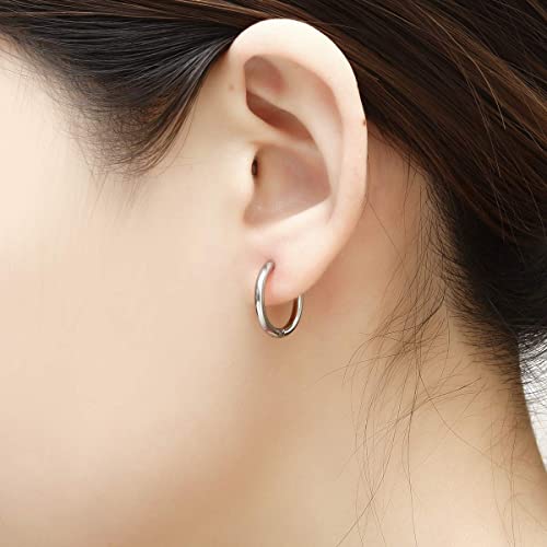 Surgical Stainless Steel Hoop Earrings 8mm/10mm/12mm Small Huggie Hoop Earrings for Women and Men - color: D: Silver (Diameter 8mm/10mm/12mm),3 Pairs