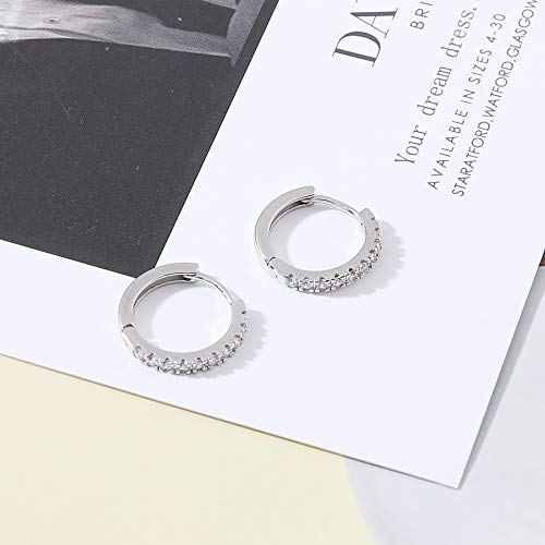 micuco 3 Pairs Small Hoop Earrings Tiny Cartilage Earrings for Women Men | Cubic Zirconia Earrings Huggie Hoop Ear Piercing Earrings for 8mm 10mm 12mm - color: 3# 14K White Gold Plated 10mm*3