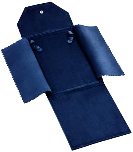 Velvet Necklace Jewelry Travel Folder Storage Display Case (Dark Blue) - color: Dark Blue