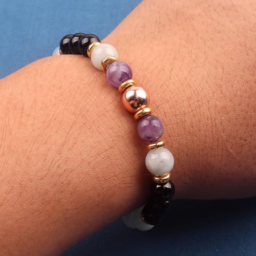 KSQS Healing Stone Bead Bracelet for Women, Natural Gemstones Balance Protection Bracelet, Spiritual Crystal Beads Bracelet Anxiety Relief with Meaning Card - color: Dream