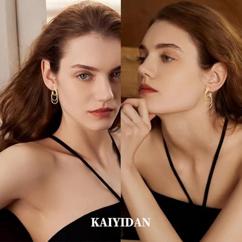 2 Pairs Gold/Silver Hoop Earrings For Women Set Trendy,14K Plated Gold Chunky Huggie Hoop Earings Pack,Oval Twisted Statement Silver Hoops,Fashion Jewelry Gift - color: 21) chain hoops