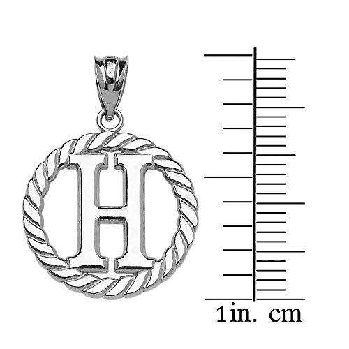 Claddagh Gold Fine 925 Sterling Silver Personalized Initial A-Z Roped Circle Charm Pendant - style: H