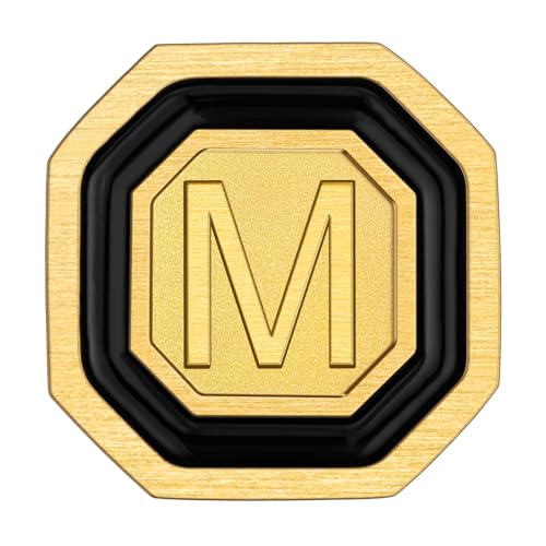 AMITER 18K Gold Plated Initial Cufflinks, Mens Cuff Links for Business Wedding Shirts Studs Suit Accessories - Gift for Groom Husband Father - style: M