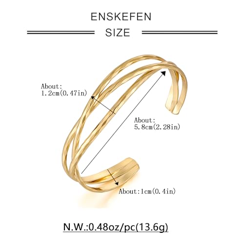 Gold Cuff Bracelet for Women Chunky Multi-layer Cross Wire Open Bracelet Hollow Wide Cuff Bracelets Adjustable Gold Open Cuff Bangle Bracelet - color: Triple Cuff Bracelet