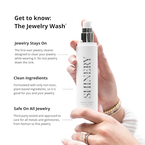 Shinery Jewelry Wash - Jewelry Cleaner Hand Wash Solution, Plant-Based Ring Cleaner Safe All Metals Stones, No Removing Jewelry, Made in the USA - 2 Pack