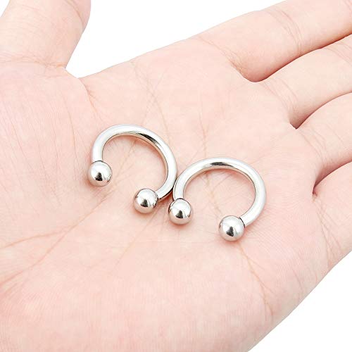 2Pcs PA Ring Horseshoe Circular Barbell 316L Surgical Steel Internally Threaded 00G 0G 2G 4G 6G 8G 10G Pierced Body Jewelry for Women 12mm 16mm 19mm - style: 1 pair-8G;Inner Dia:16mm