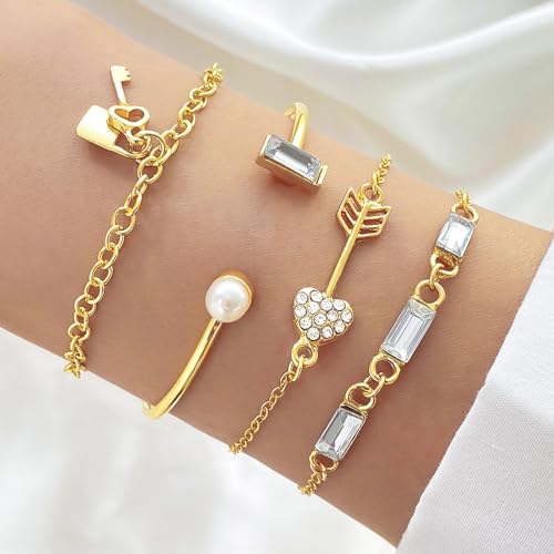 NEWITIN 61 Pieces Rose Gold Jewelry Set for Women Fashion Costume Jewelry | Bohemian Jewelry, Inlaid Cubic Zirconia, Gold Plated Necklace Bracelets Rings Earrings Set for Women Party Daily, Women Gifts - color: Gold