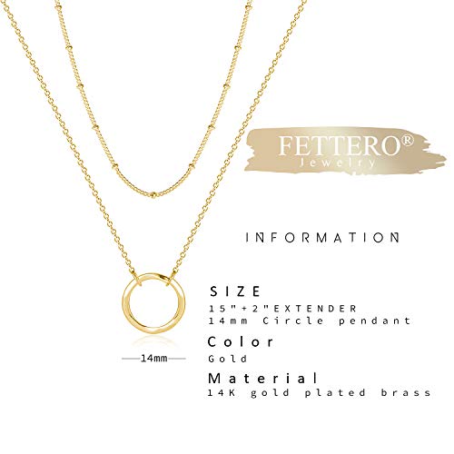 Fettero Pendant Necklace Gold Choker Layered Coin Open Karma Circle Full New Crescent Moon 14K Gold Plated Simple Dainty Necklaces for Women Jewelry Gift - style: Karma Circle / 2 Layer