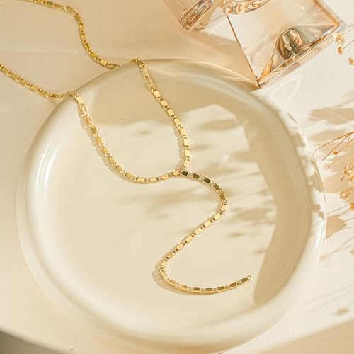 Lariat Gold Necklace for Women, Dainty Long Necklaces 14k Gold Plated Y-Shaped Layered Drop Necklaces for Women Trendy Simple Gold Jewelry for Prom Vacation Gifts - color: Long Y Necklace-Gold