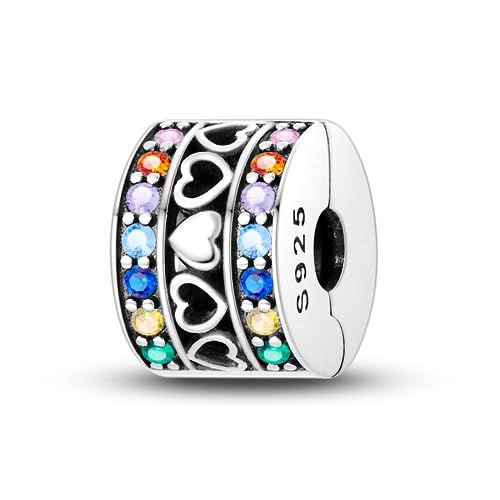 Pandach 925 sterling silver Clip Spacer Charm for Bracelet Clip Lock Stopper Bead Spacer European Openable Beads 2Pcs - style: 2-KJC781