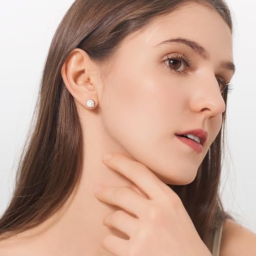 Moissanite Earrings Studs 1ct-3ct for Women/Men, 925 Sterling Silver with 18K White Gold Plated Hypoallergenic Flat Screw Back Birthday Gifts for Women Girlfriend Wife Engagement Jewelry - color: Round#3Ct-(1.5ct*2)