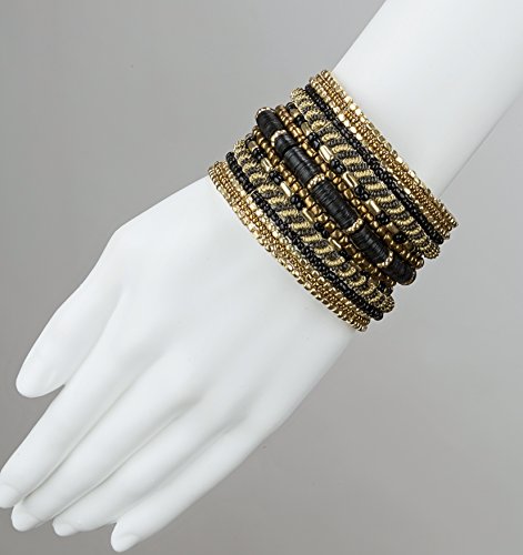 SPUNKYsoul New! Boho Metal Cuff Bangle Bracelets for Women l Collection - style: Gold & Black
