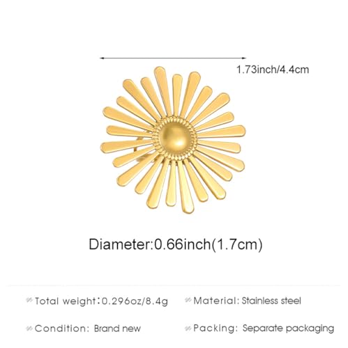 Vintage Sun Wrap Band Statement Ring for Women Men Stainless Steel 18k Gold Plated Trendy Adjustable Large Sunburst Knuckle Thumb Finger Open Band Stackable Rings Boho Delicate Jewelry for Her Mom