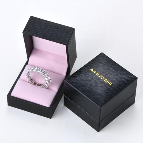 AINUOSHI Eternity Ring, 925 Sterling Silver Engagement Promise Ring for Women,Emerald Oval Radiant Round Cushion Cut Cubic Zirconia CZ Fine Ring,Stackable Full Eternity Wedding Band - color: Oval Cut