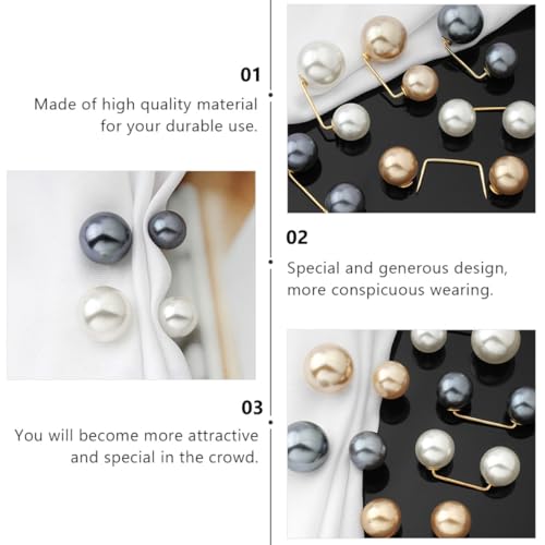 VILLCASE 8pcs Faux Pearl Brooch Pins Sweater Shawl Clips Clothing Accessories Collar Safety Buckles Women’s Lapel Decorations for Cardigans and Dresses