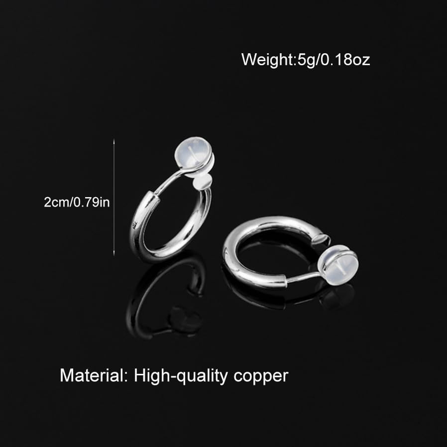 Gold Hoop Earrings for Women Clip On Earrings Dainty Gold Huggie Hoop Earrings for Women Small Trendy Jewelry Gift Non Tarnish - color: silver