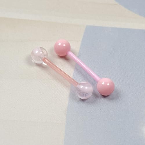 12PCS Soft Flexible Acrylic Plastic Tongue Rings | Barbells 14G 16mm for Women Nipple Rings Candy Color Tongue Piercing Jewelry Retainer for Surgery