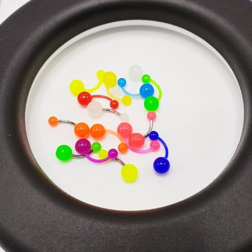 15pcs Glow in Dark Belly Button Ring, 14G Acrylic Belly Button Piercing Jewelry