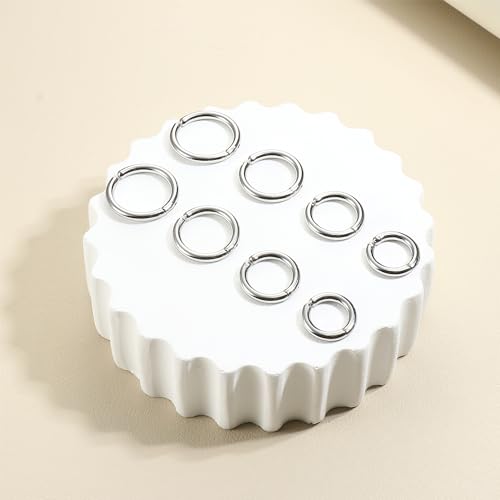 YADOCA 8 Pieces Clip On Earrings For Men Women Non-Piercing Fake Earrings Stainless Steel Clip On Hoop Earring Cool Earrings Ear Clips Set for Gifts - style: Silver: 10/12/14/16mm