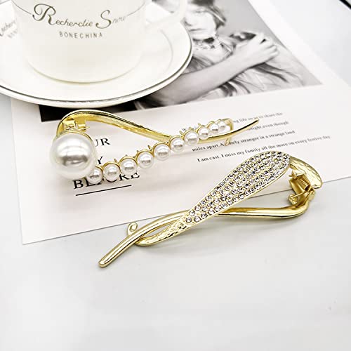 4PCS Hair Clip, Pearl Decor Banana Clip French Style Twist Hair Barrette Non Slip Jaw Hair Claws Hair Accessories