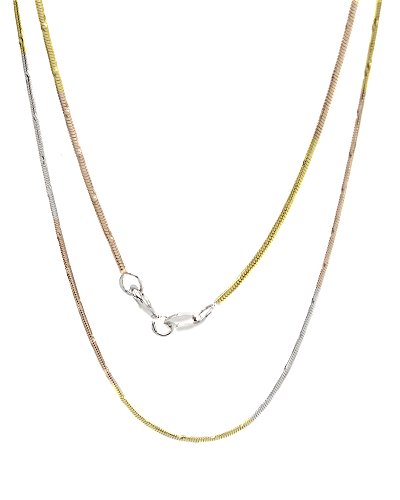 Two tone 14K Gold Over Sterling Silver Italian Crafted 1MM 16" Snake Chain Necklace