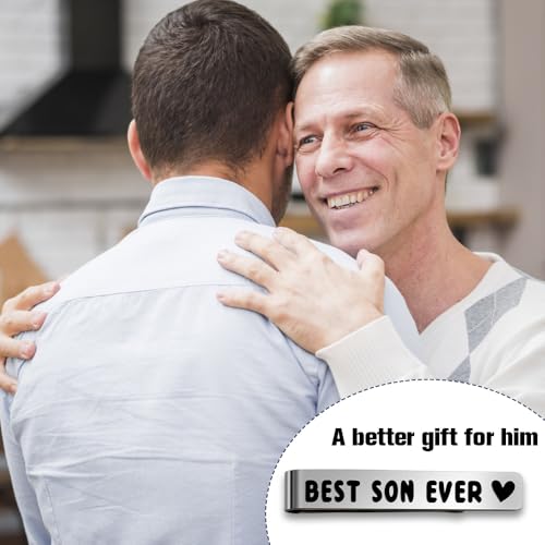 Bicfuiot Father's Day Christmas Birthday Valentines Graduation Gifts for Boyfriend Dad Uncle Grandpa Husband Son,Tie Clips - style: Son