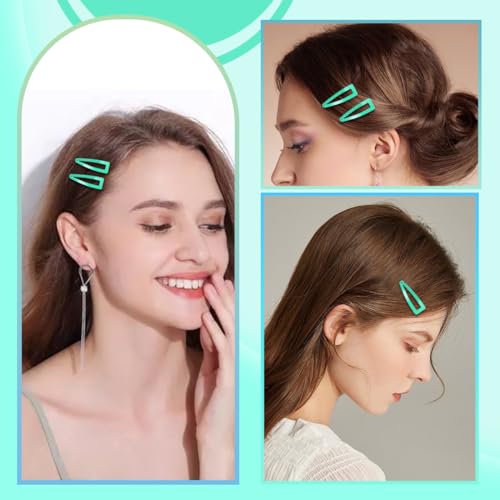 20 Pcs Snap Hair Clips for Women Snap Hair Barrettes Double Grip Hair Clips 3 Prong Clips for Hair Barrettes for Women Girls (Light green) - color: Light green