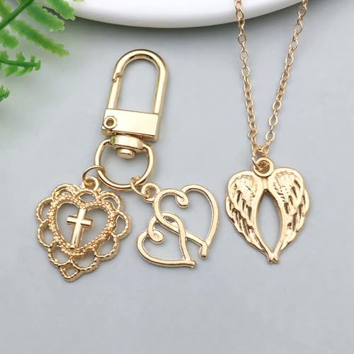WOCRAFT 60pcs KC Gold Heart Valentine's Day Wedding Charms Bracelet Charms for Jewelry Making Sets DIY Necklace Bracelet Keychain Crafting Charms Kit Craft Supplies (SN920) - color: KC Gold, size: Heart Charms