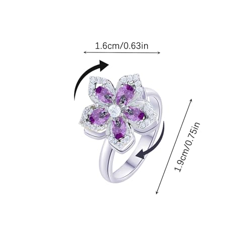 Sunflower Fidget Ring for Women Gold Anxiety Crystal Rings Cubic Zirconia Sunflower Open Adjustable Fidget Ring Spinner Sun Ring for Men Trendy Jewelry - color: Other